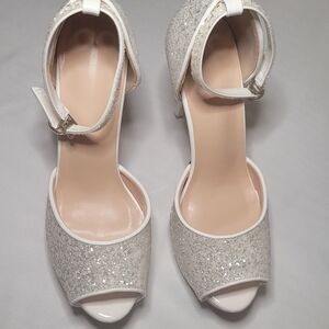 Elegant Silver Glitter Women's Heels